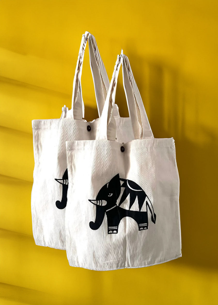 2 pack Hand painted Natural Linen Tote Bag | Reusable linen bag | Linen shopping