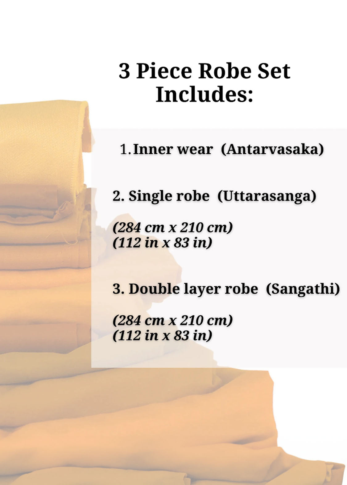 Buddhist Monk Robe & Robe Sets - White  | 100% Cotton | Traditional Monk Robes