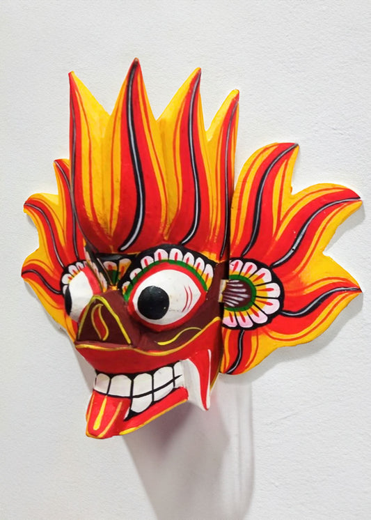 Authentic Sri Lankan Hand Carved Gini Raksha Fire Devil Wooden Mask