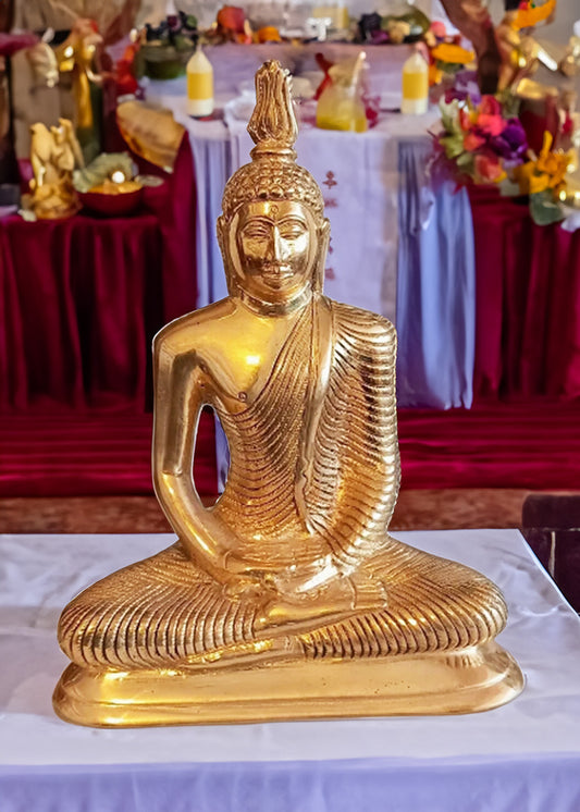 Pure Brass Sitting Buddha Statue | Figurine Mindful Religious Gift