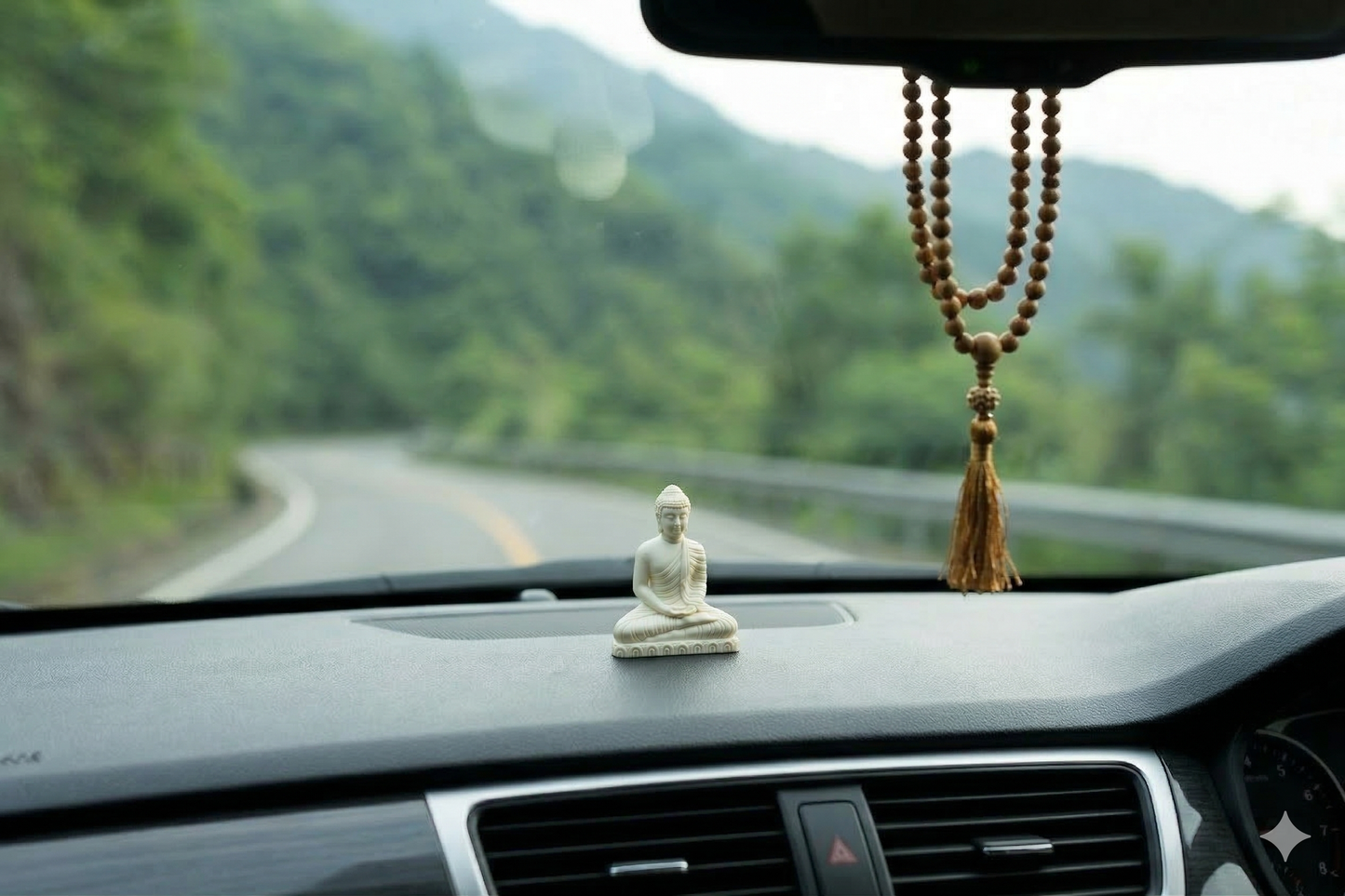 Mini Buddha Statue for Car Dashboard, 2.5” Small Zen Buddha Figurine with 3M Adhesive for Meditation, Travel Altar & Spiritual Gift